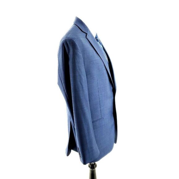 Calvin Klein Wool 2 Button Blazer 40L Blue Sharkskin‎ - Picture 6 of 10